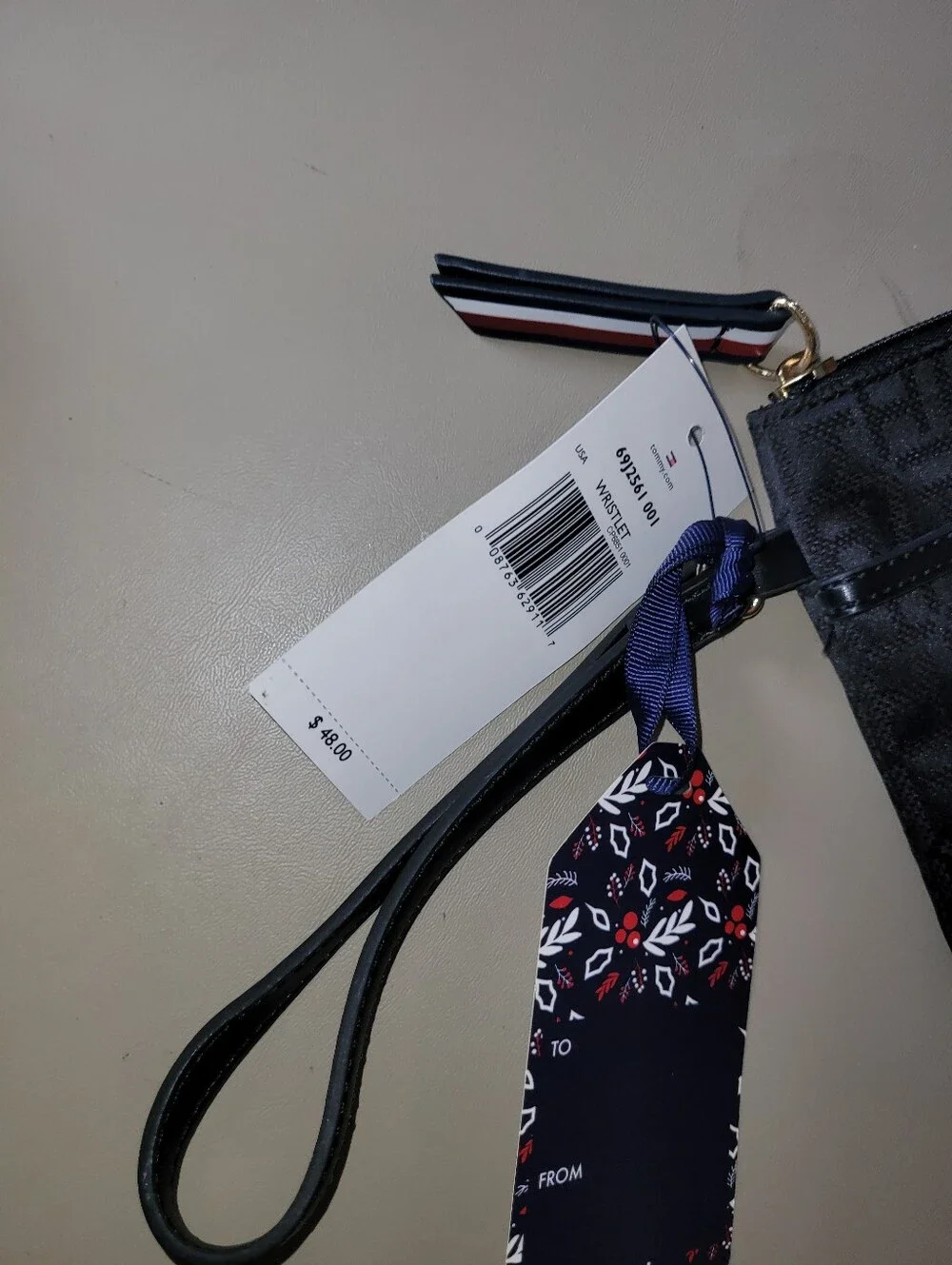 NWT - Tommy Hilfiger Dark Navy Logo Jacquard Wristlet.